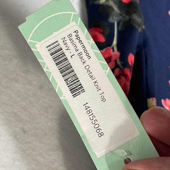 Paper Moon Basima Back Navy Floral Criss Cross Strap Tank Top Large Stitch Fix - Picture 5 of 9